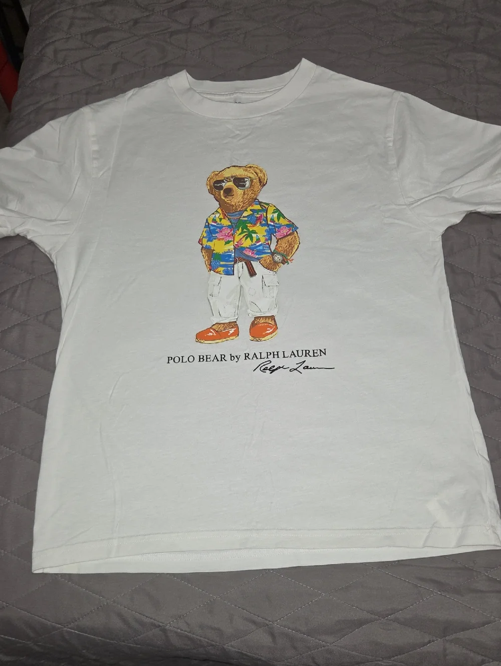 Ralph Lauren White Tee with Colorful Polo Bear Graphic - Picture 1 of 4